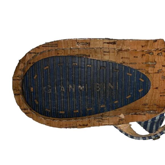 Gianni Bini Sandals Womens 8.5 Strappy Ankle Straps Flats - Blue With Detailing - Picture 5 of 9